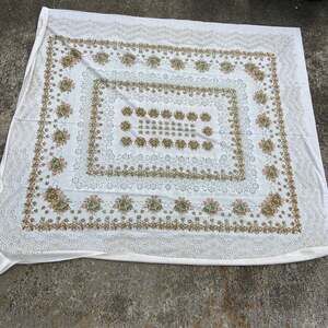 Vintage Green & Orange Rectangle Floral Tablecloth